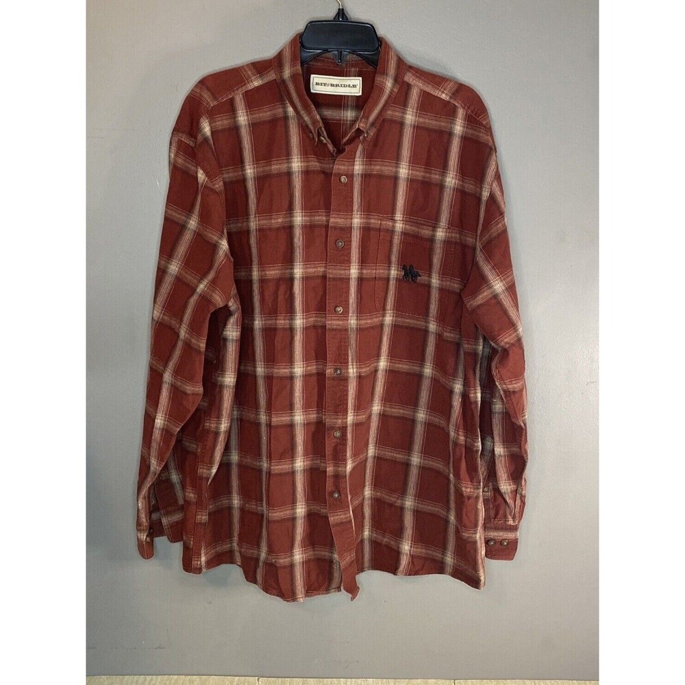 Bit and Bridle Western Shirt Men's Size X-Large Horse Scene Long Sleeve Tall